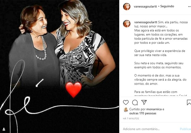 Vanessa Goulart lamenta a morte da av Nicette Bruno Foto ReproduoInstagram