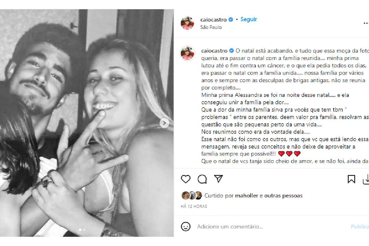 Caio Castro lamenta morte de prima em texto emocionante nas redes sociais PaisampFilhos